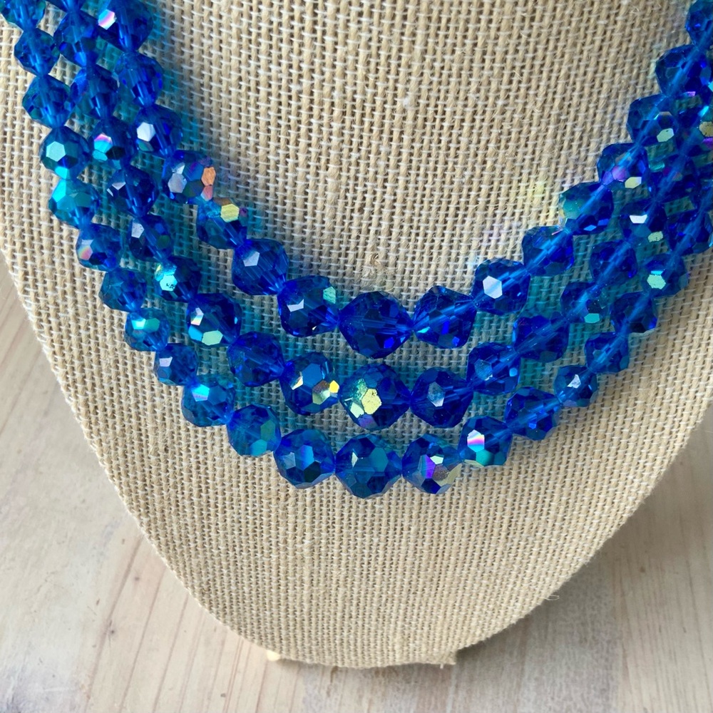 Elegant, Three Piece, LAGUNA, Blue Aurora Borealis Crystal Necklace Set - Picture 3 of 9